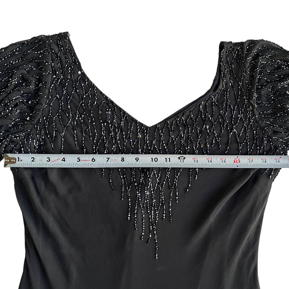 VINTAGE BEADED EVENING DRESS WITH HANDKERCHIEF HEM WOMEN SIZE M/L - Picture 6 of 14